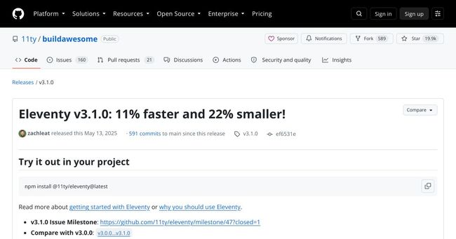 Eleventy v3.1.0 is now available — 11% faster and 22% smaller!